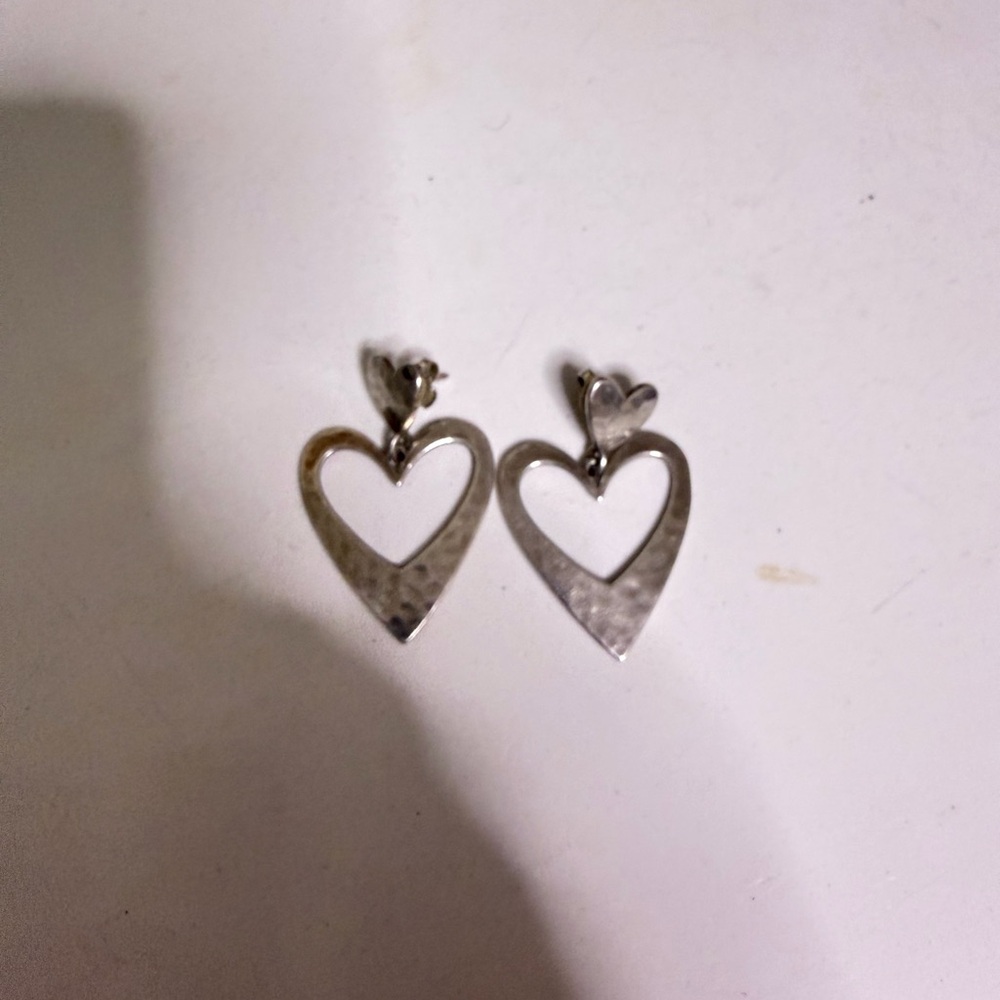 Silver Heart Earrings - Picture 3 of 4
